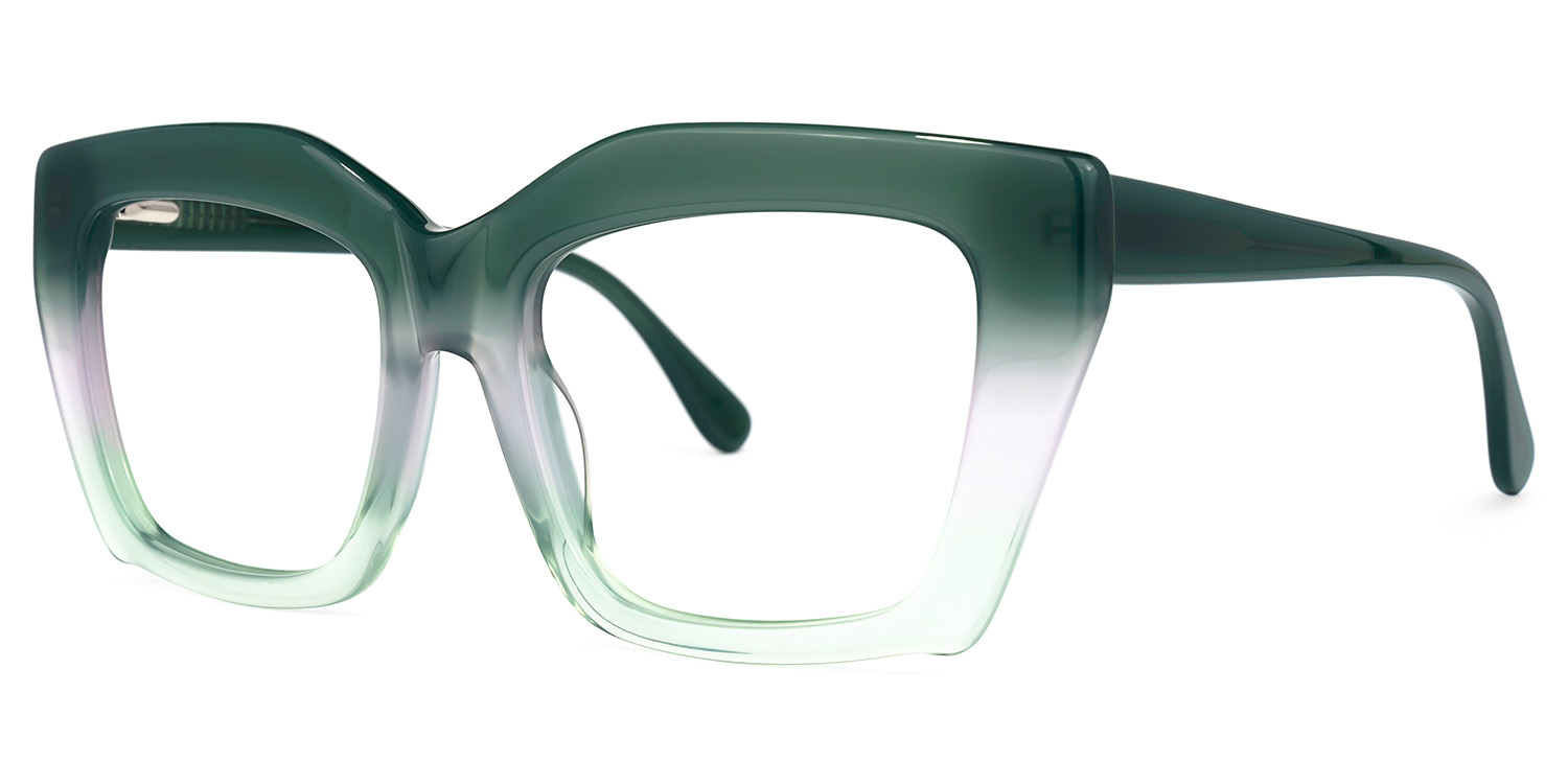Petra Rectangle Green Glasses1