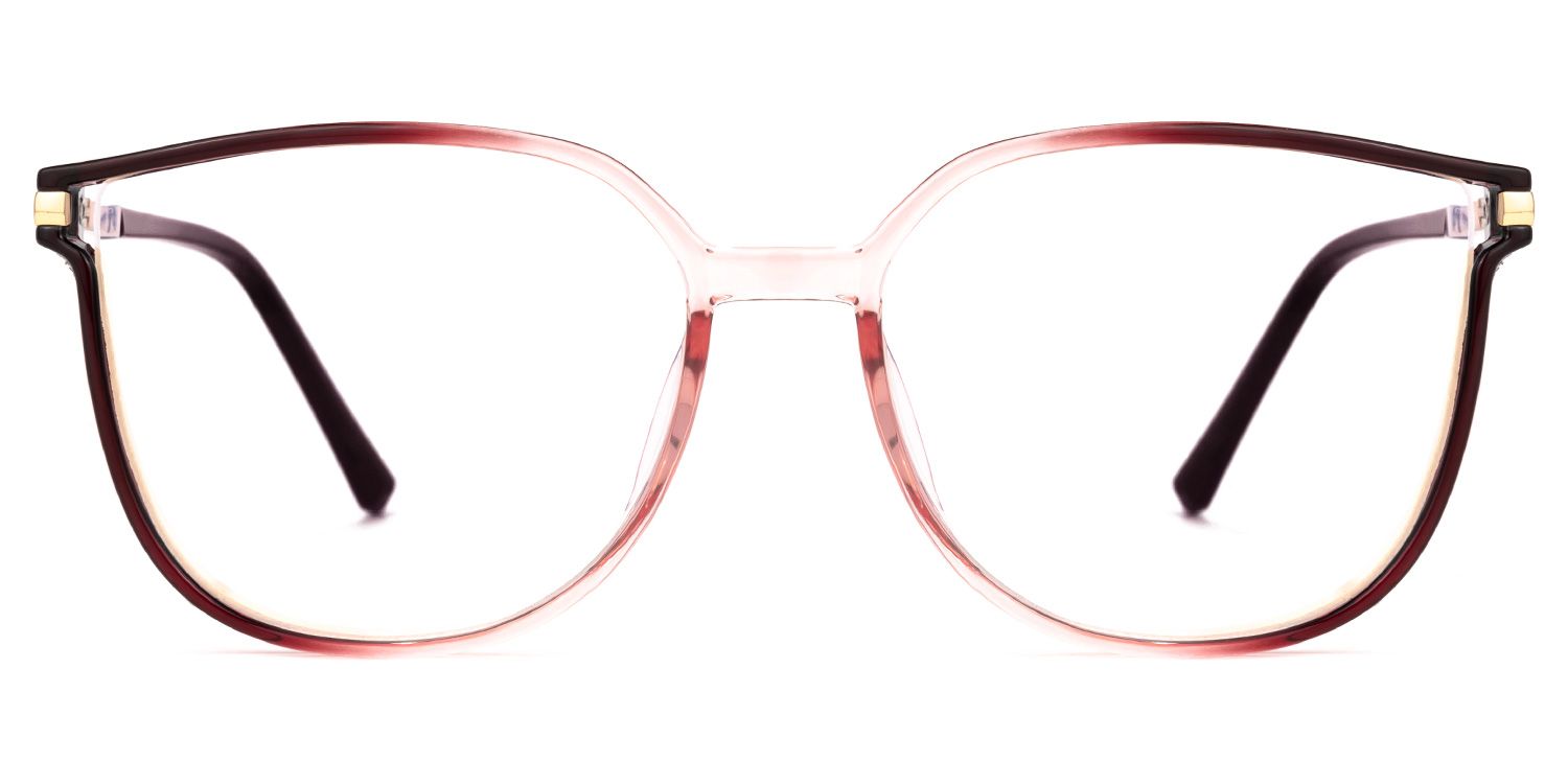 Annalisa Square Red Glasses with Ombre Thin Frames0