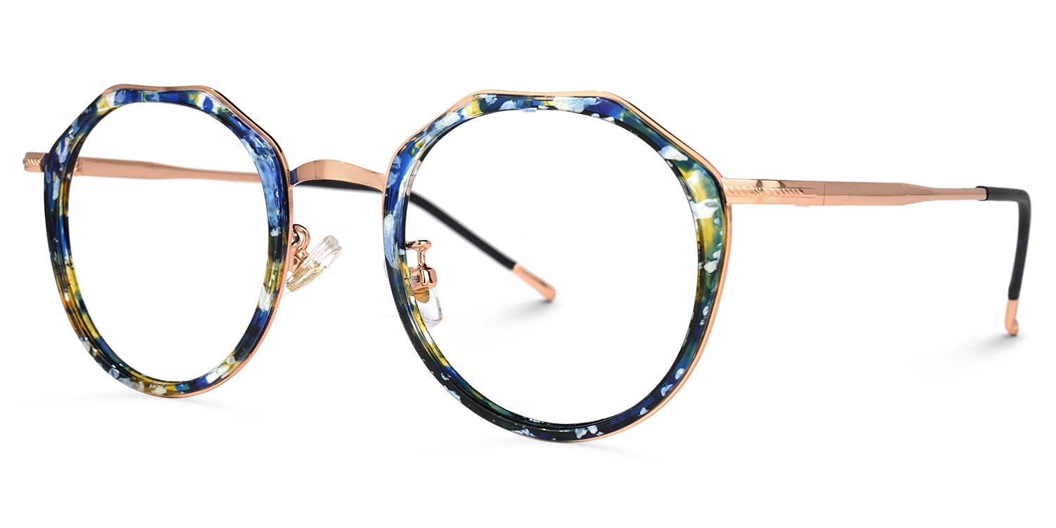 Gentry Geometric Blue-Floral Glasses | ZEELOOL UK1