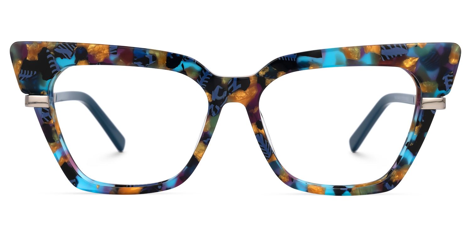 Dotson Cateye Blue-Floral Glasses | ZEELOOL UK0
