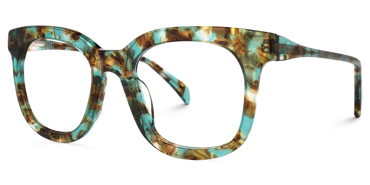 Lynette Square Green-Floral Glasses1