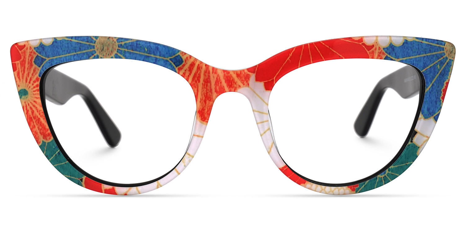 Makie Cateye Blue-Floral Glasses | ZEELOOL UK0