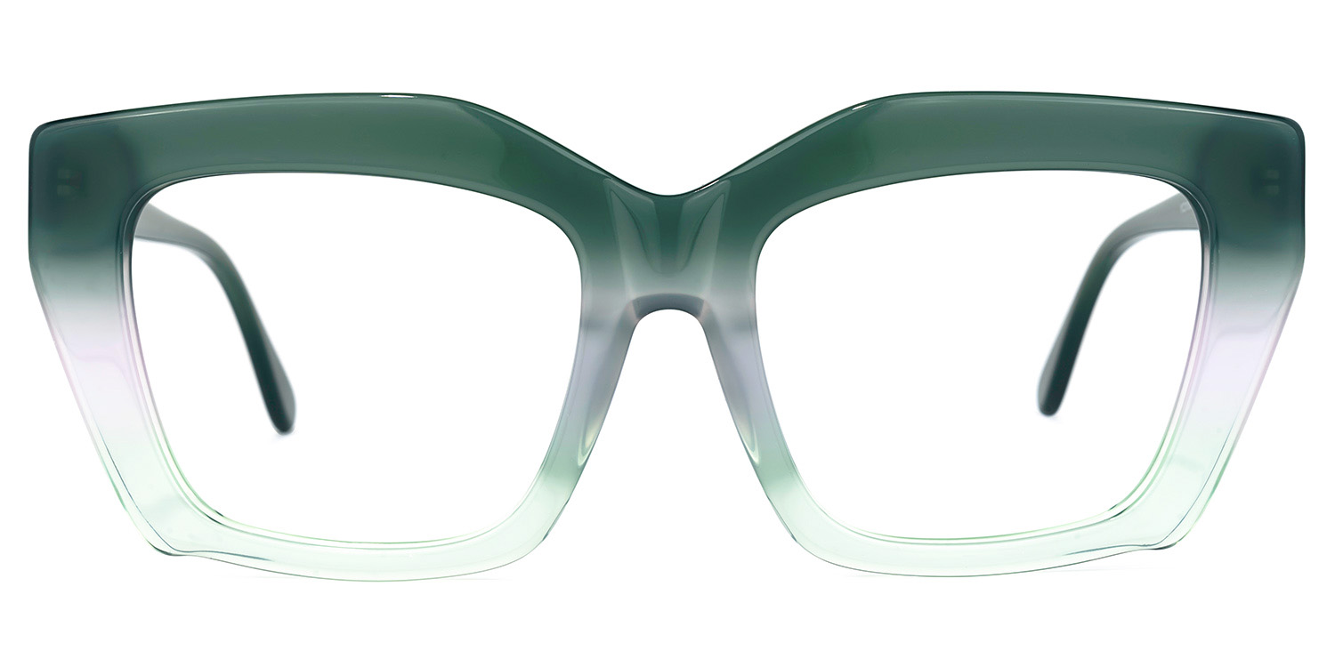 Petra Rectangle Green Glasses | ZEELOOL UK0