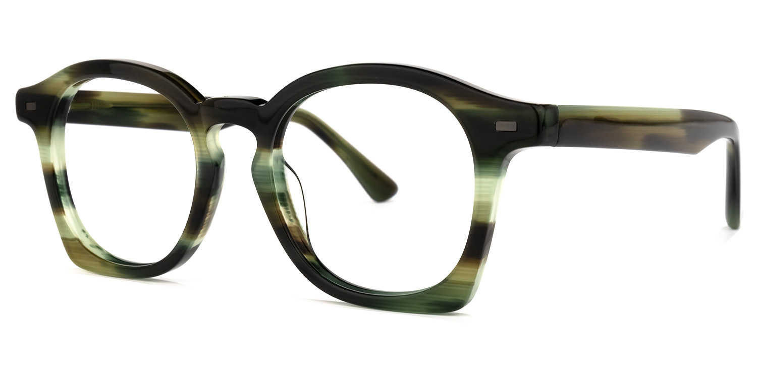 Natilus Round Green-Stripe Glasses | ZEELOOL UK1