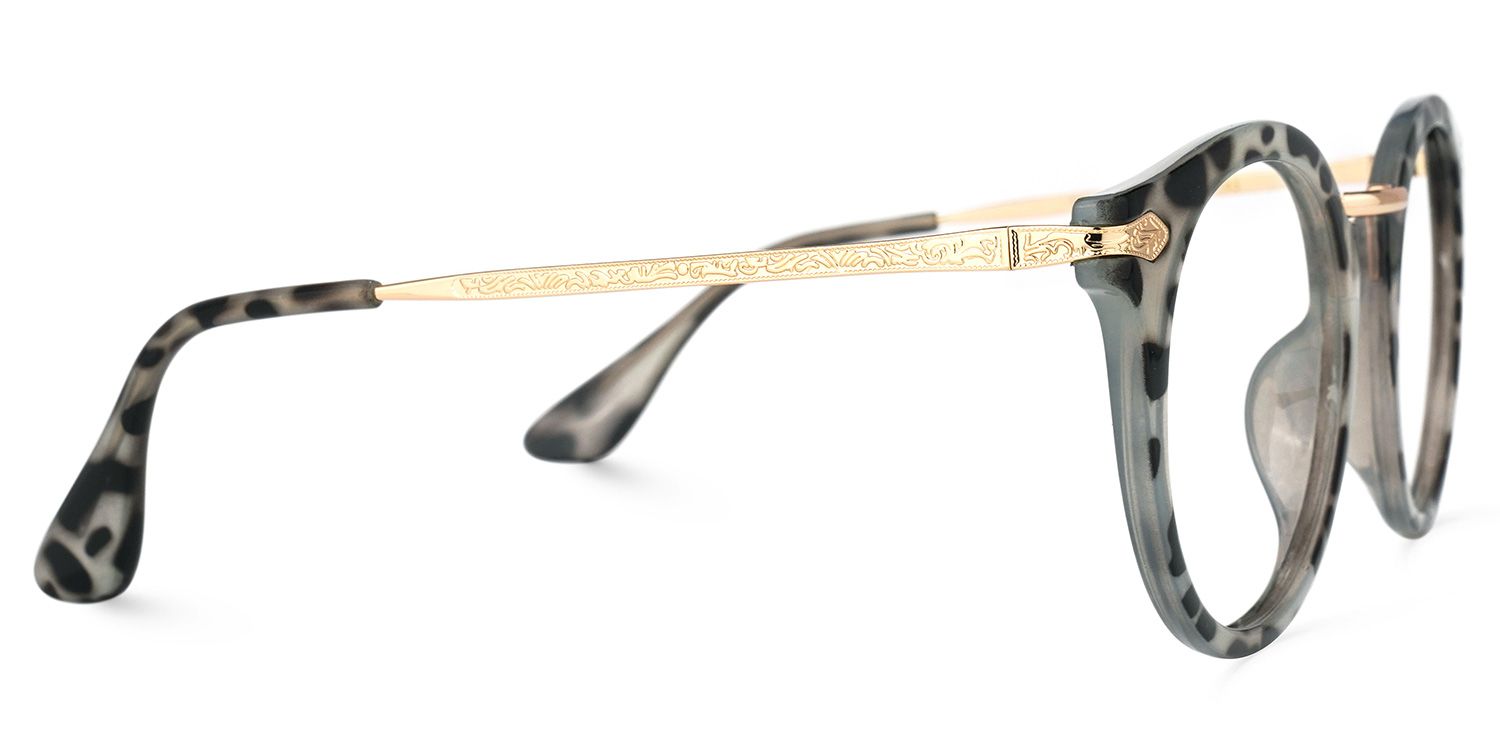 Quentina Round Gray Glasses and Tortoise Frames2