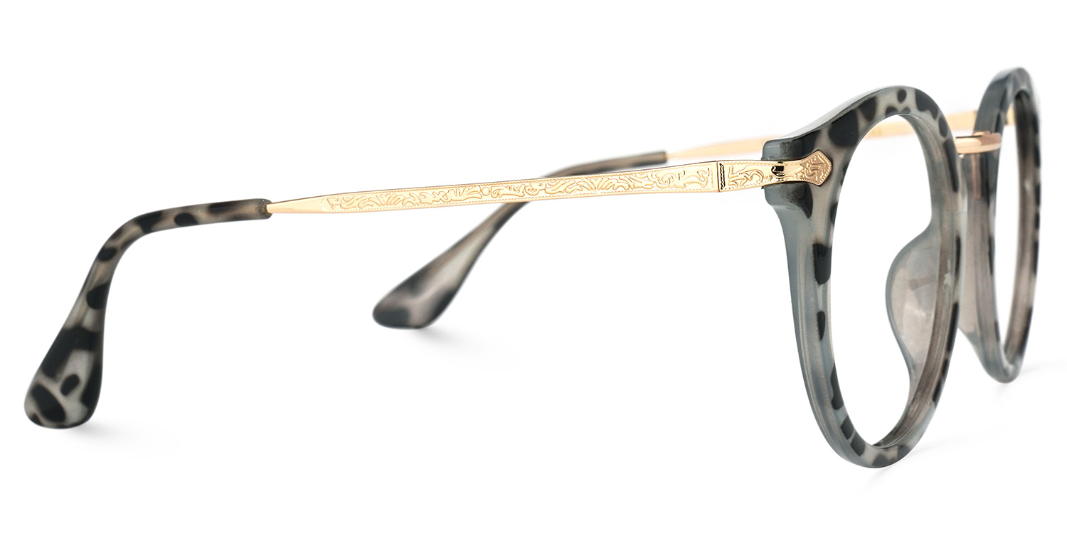 Quentina Round Gray Glasses and Tortoise Frames2
