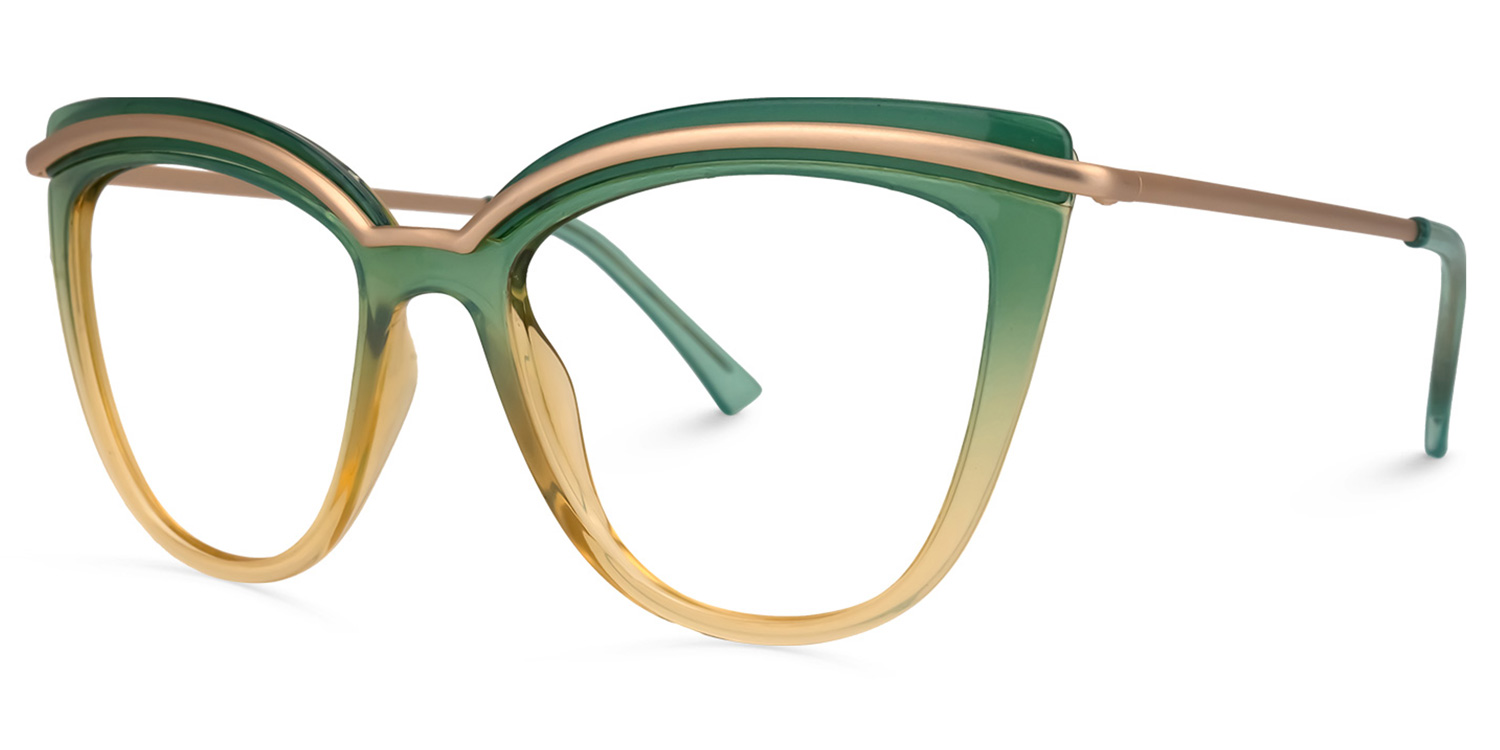 Wasiq Cateye Green Glasses1