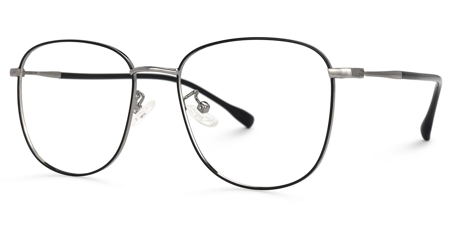 Navedo Square Black-Silver Glasses | ZEELOOL UK1