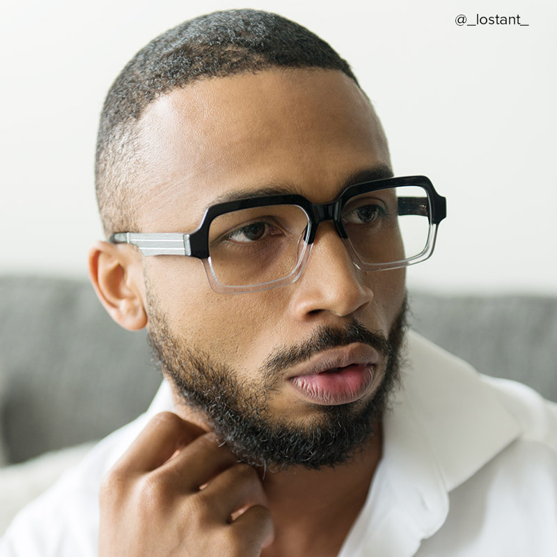 Jack Rectangle Black & Crystal Frame Glasses | ZEELOOL UK8