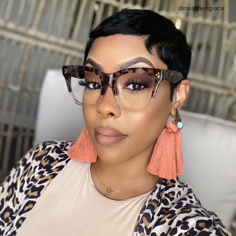 Rectangle Tandy Light Tortoise Frame Glasses | ZEELOOL UK6