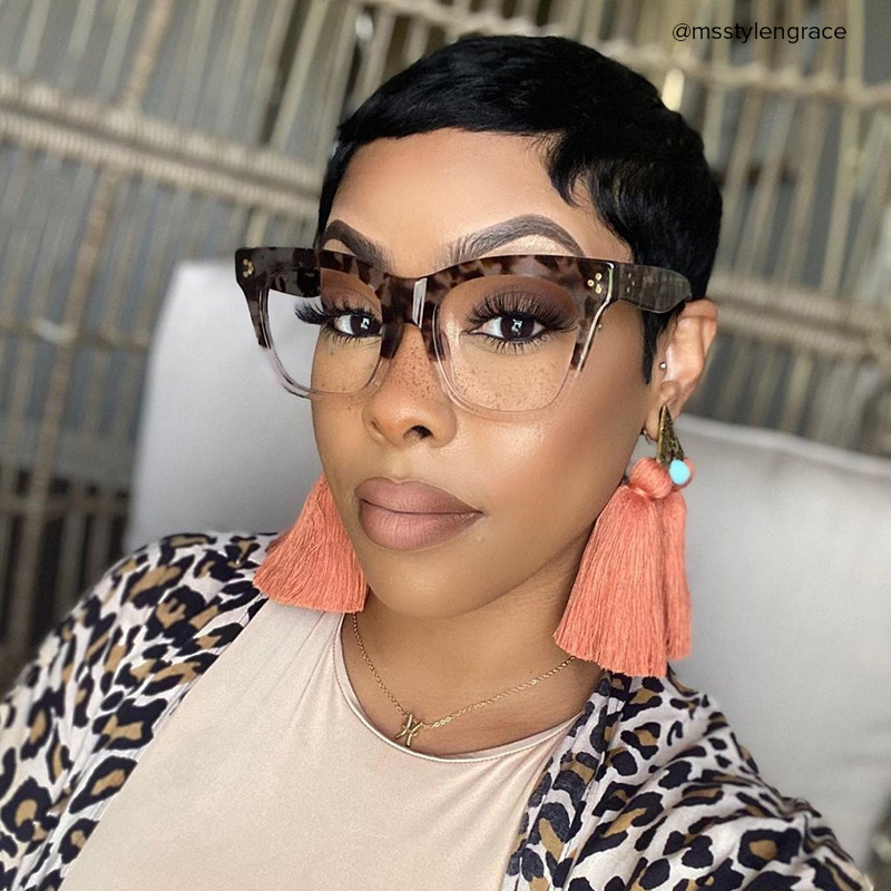 Rectangle Tandy Light Tortoise Frame Glasses | ZEELOOL UK8