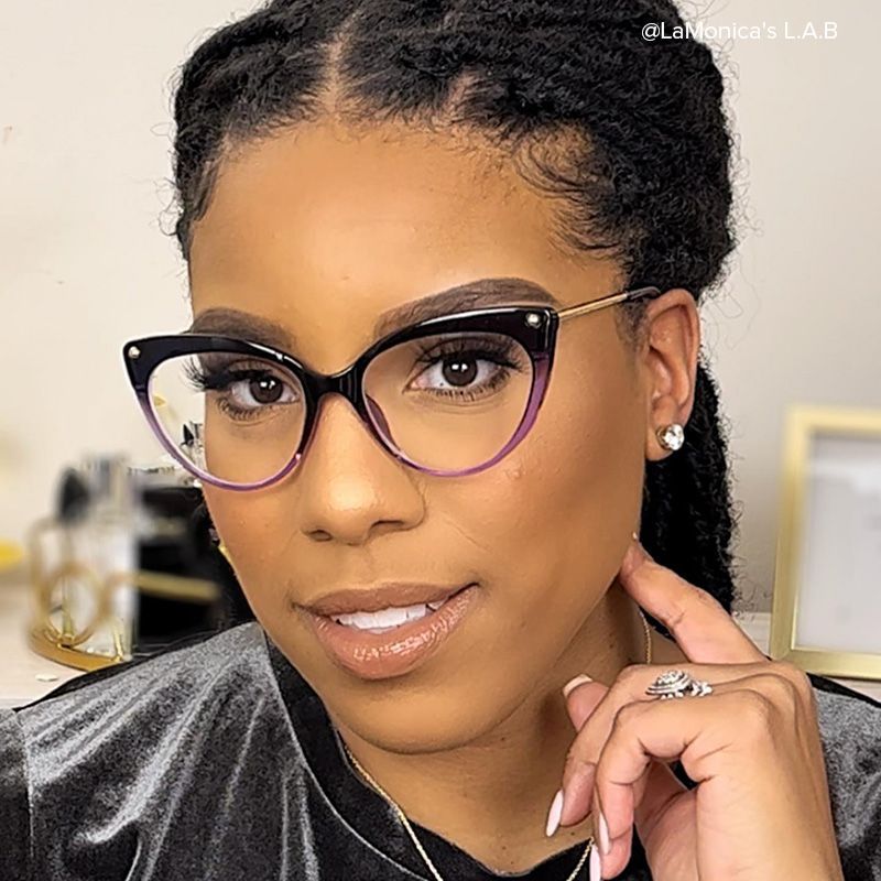 Alivia Cat Eye Purple Gradient Frame Glasses | ZEELOOL UK7
