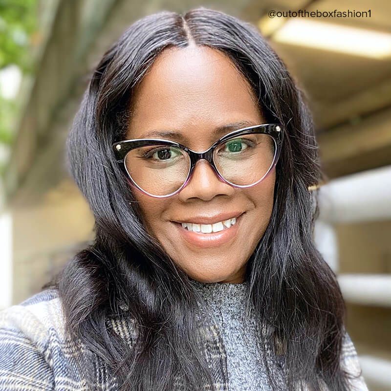 Alivia Cat Eye Purple Gradient Frame Glasses | ZEELOOL UK8