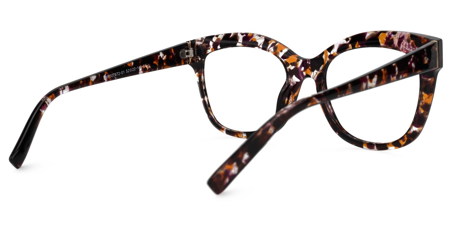 Karode Square Purple-Floral Glasses | ZEELOOL UK3