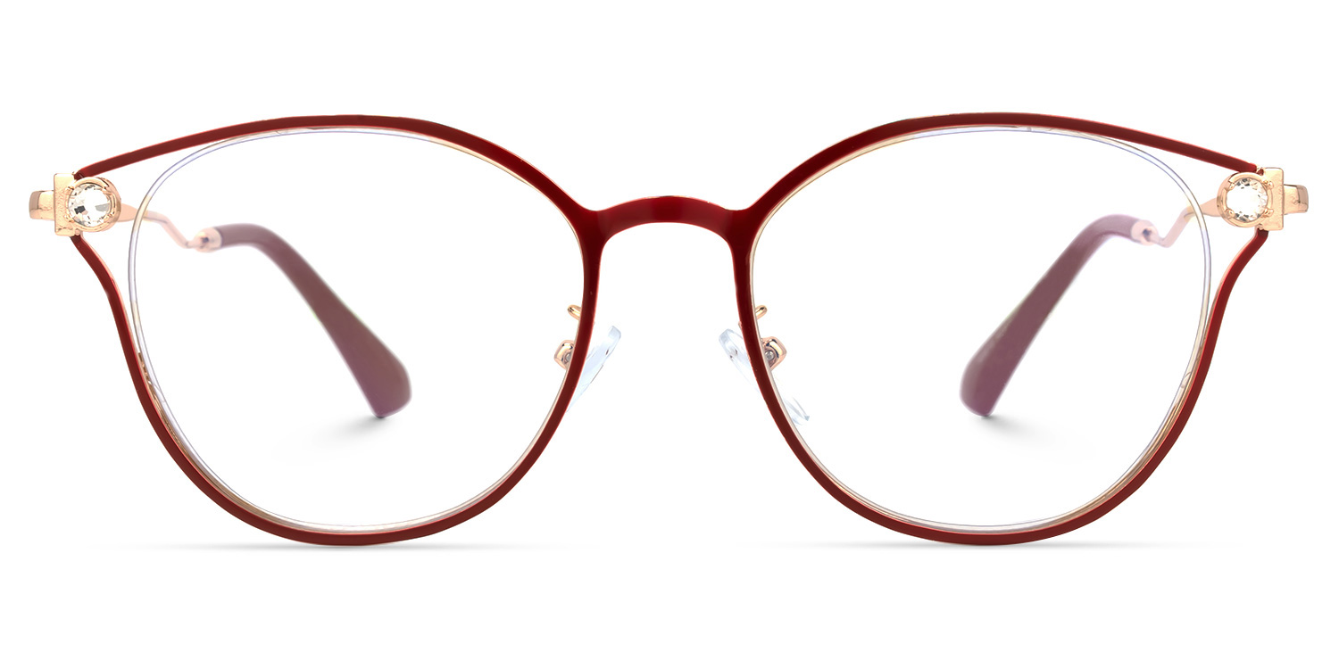 Marcella Geometric Red Glasses | ZEELOOL UK0