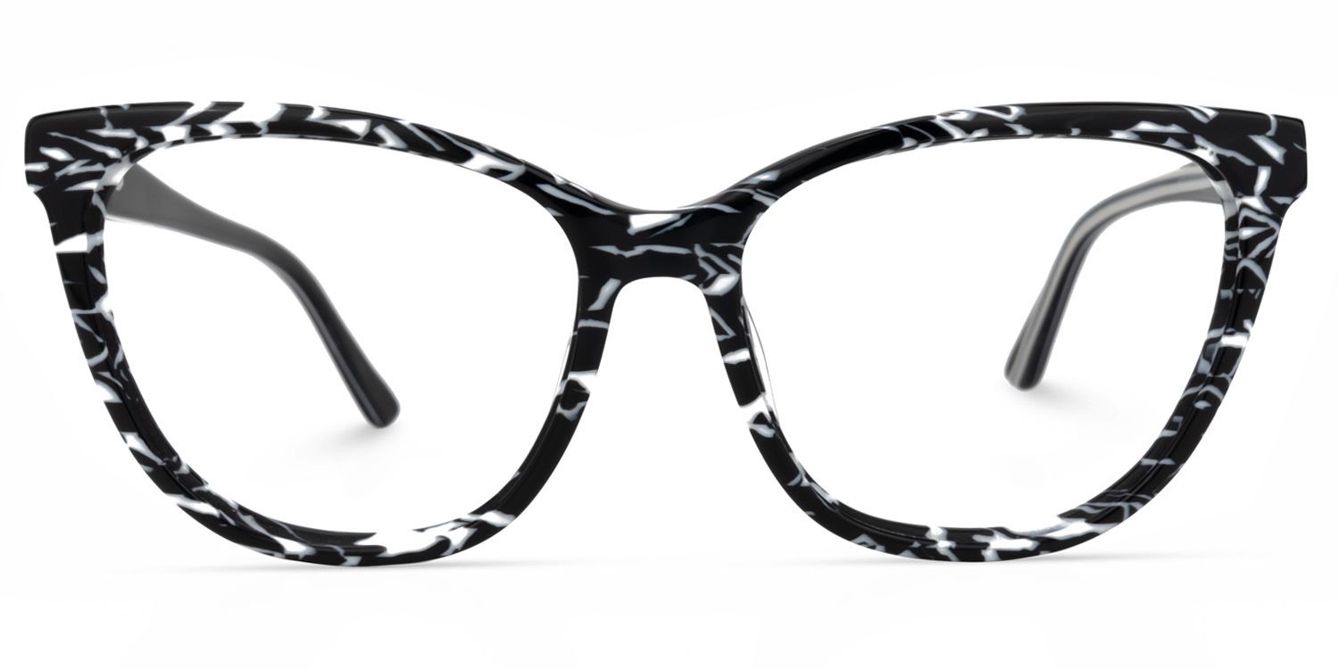 Romkey Cateye Black-White Glasses | ZEELOOL UK0