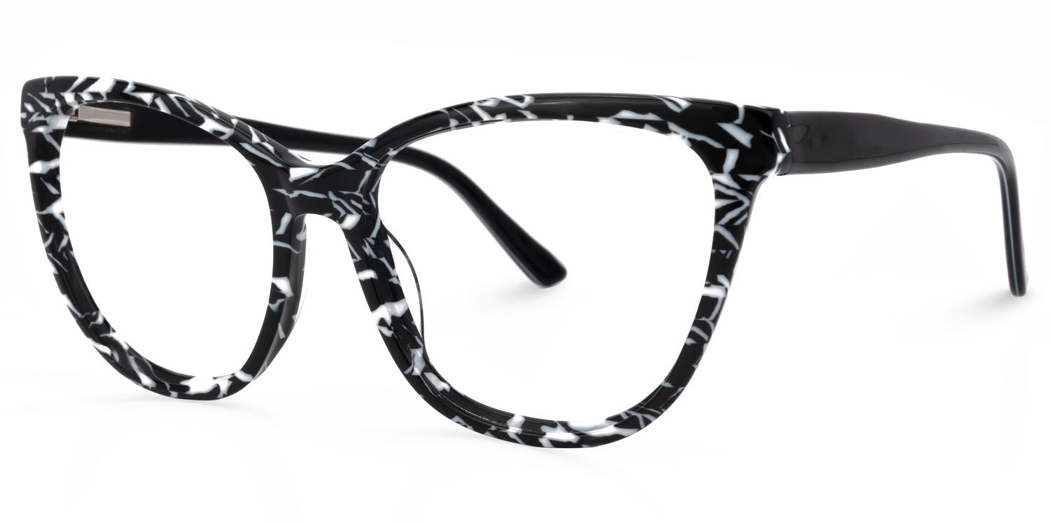 Romkey Cateye Black-White Glasses | ZEELOOL UK1