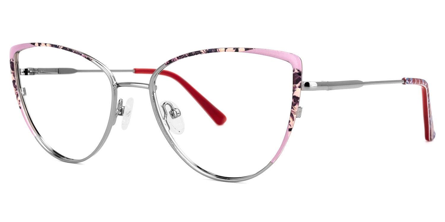 Mesha Cateye Pink-Floral Glasses | ZEELOOL UK1