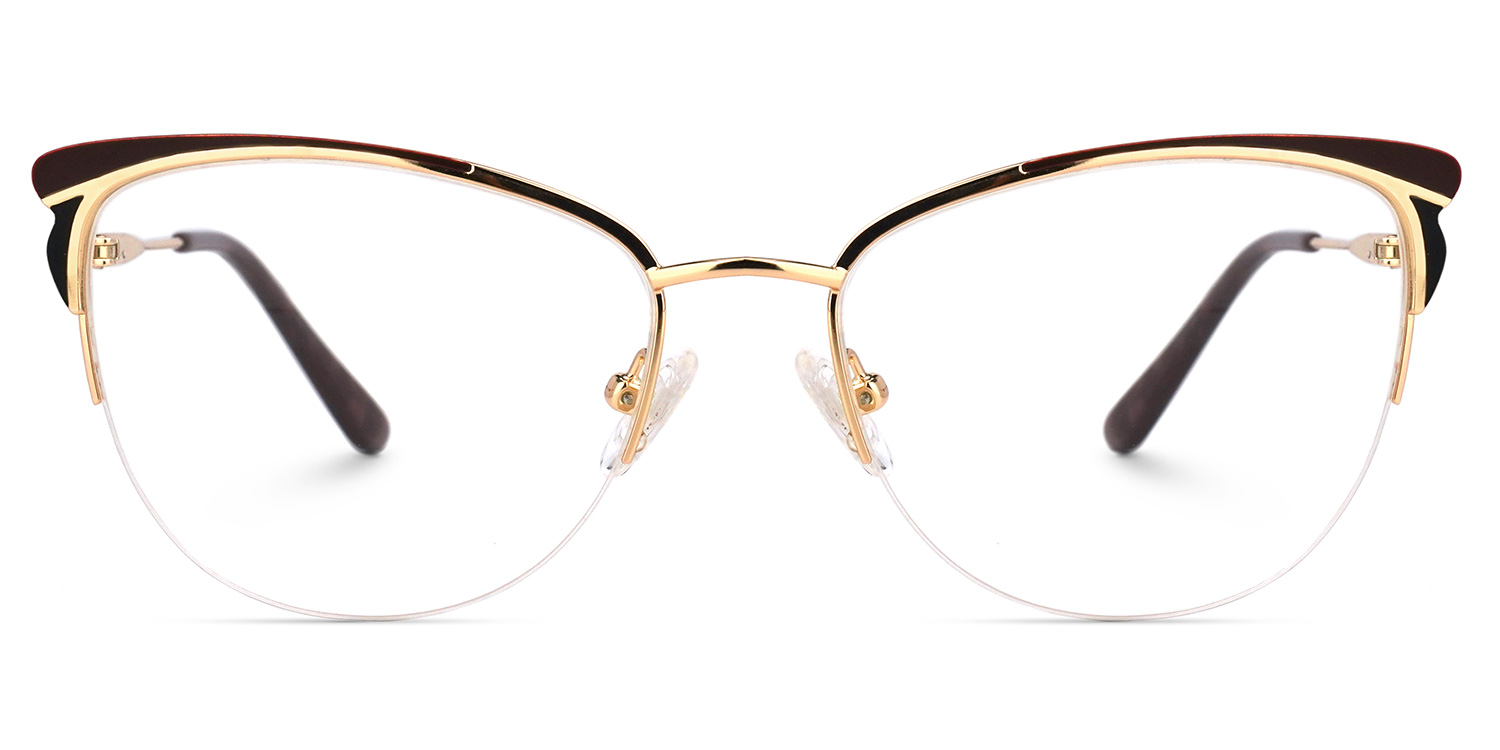 Pendy Browline Dark-Red Glasses | ZEELOOL UK0