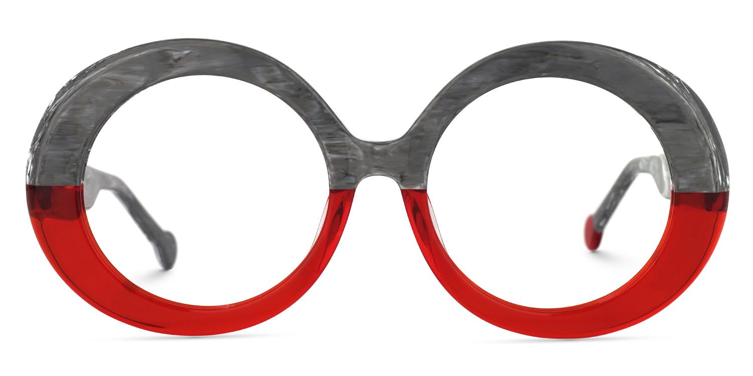 Pardo Round Gray-Red Glasses | ZEELOOL UK0