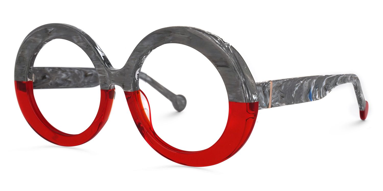 Pardo Round Gray-Red Glasses | ZEELOOL UK1