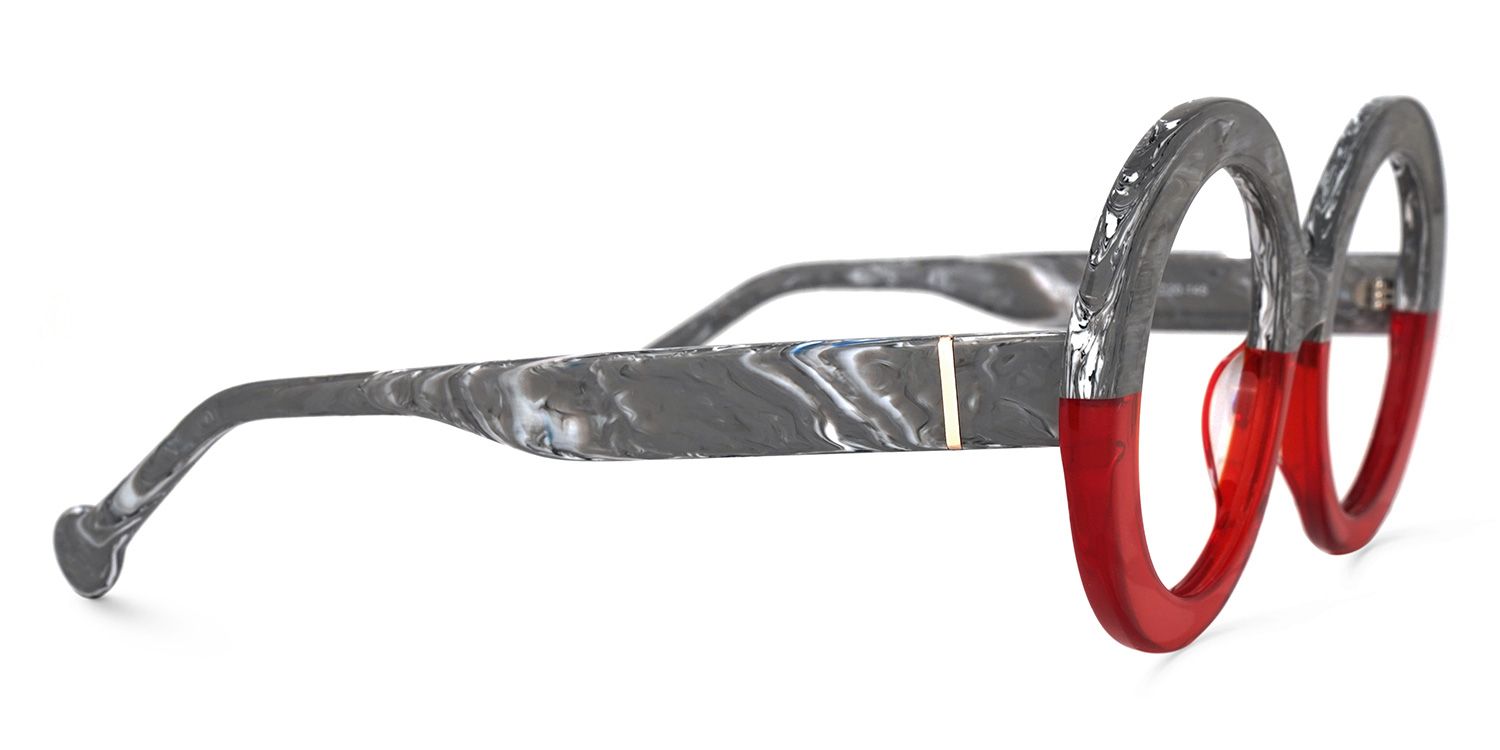 Pardo Round Gray-Red Glasses | ZEELOOL UK2
