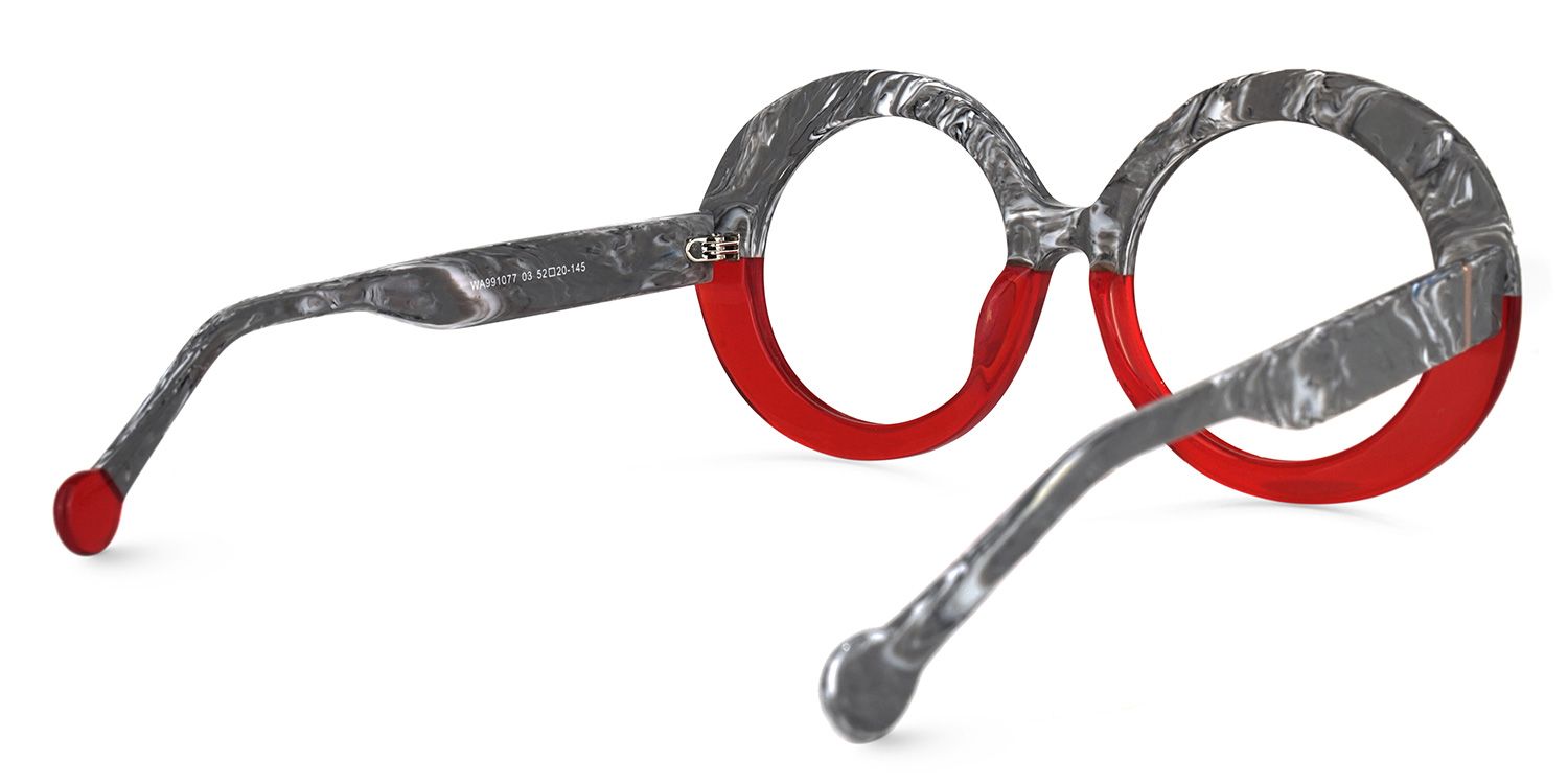 Pardo Round Gray-Red Glasses | ZEELOOL UK3