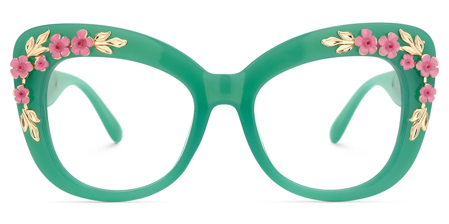 Verletta Cateye Green Glasses | ZEELOOL UK0