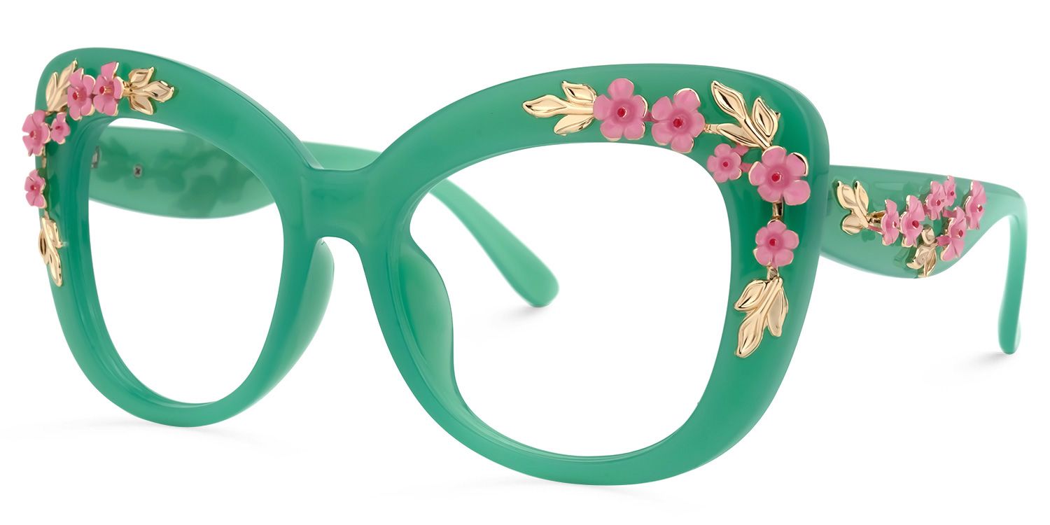 Verletta Cateye Green Glasses | ZEELOOL UK1