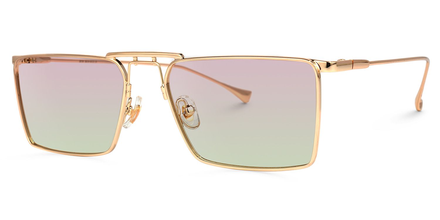Adele Rectangle Rose-Gold Sunglasses | ZEELOOL UK1