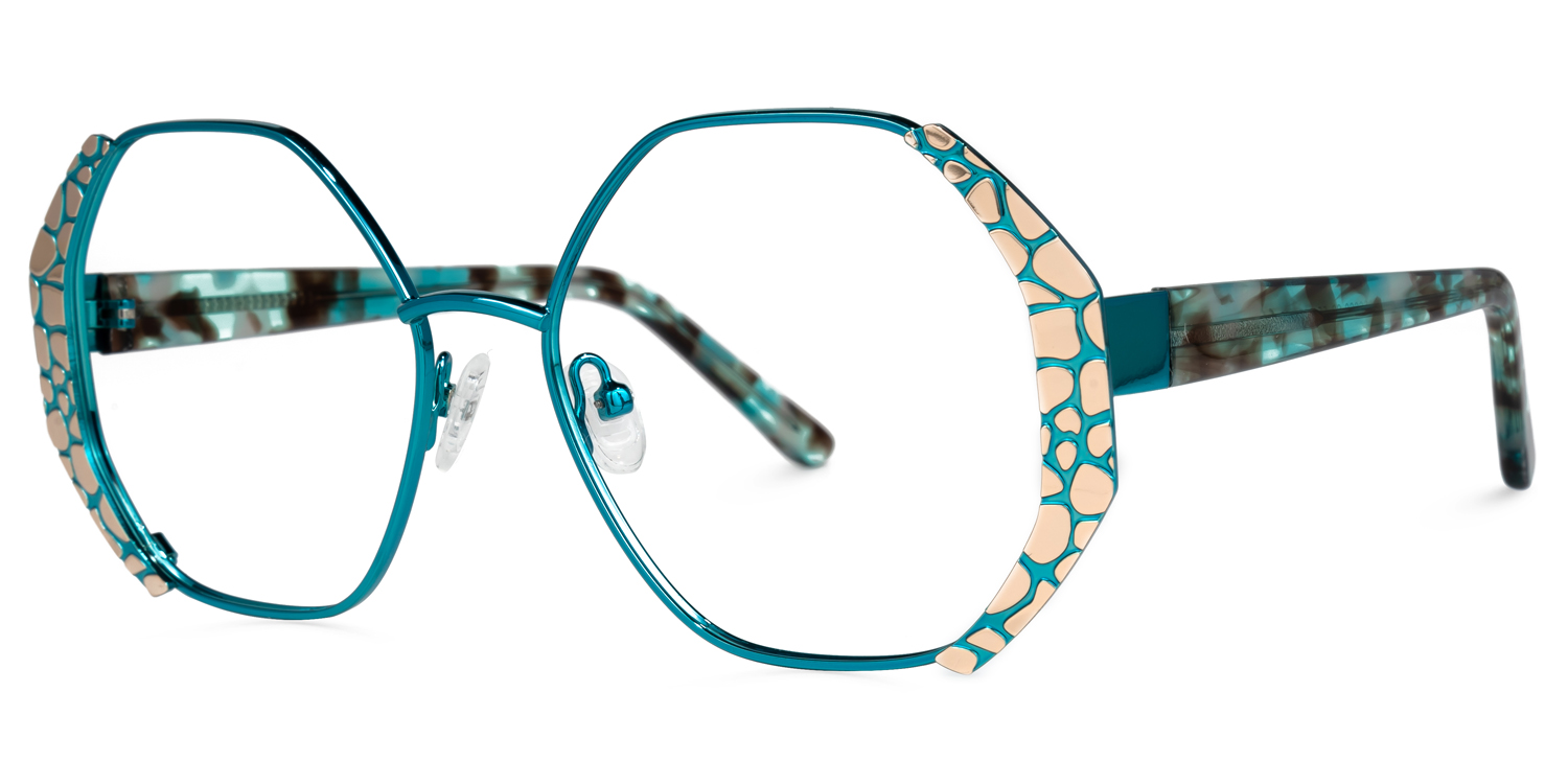 Vickii Geometric Blue Glasses | ZEELOOL UK1