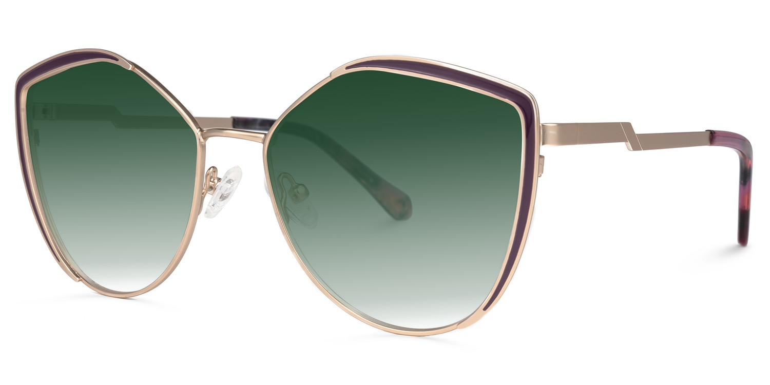 Ginger Geometric Green Sunglasses | ZEELOOL UK1
