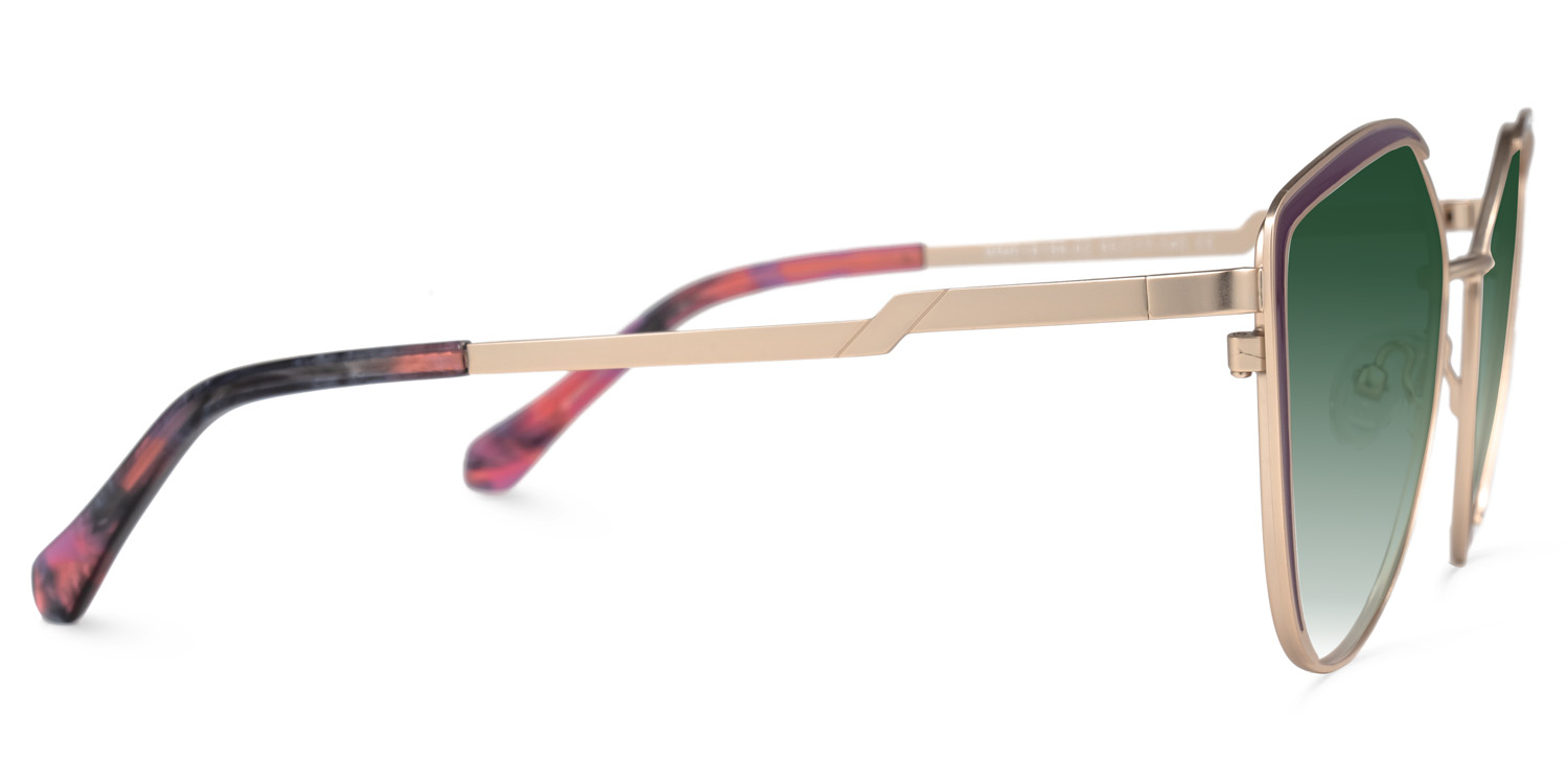 Ginger Geometric Green Sunglasses | ZEELOOL UK2