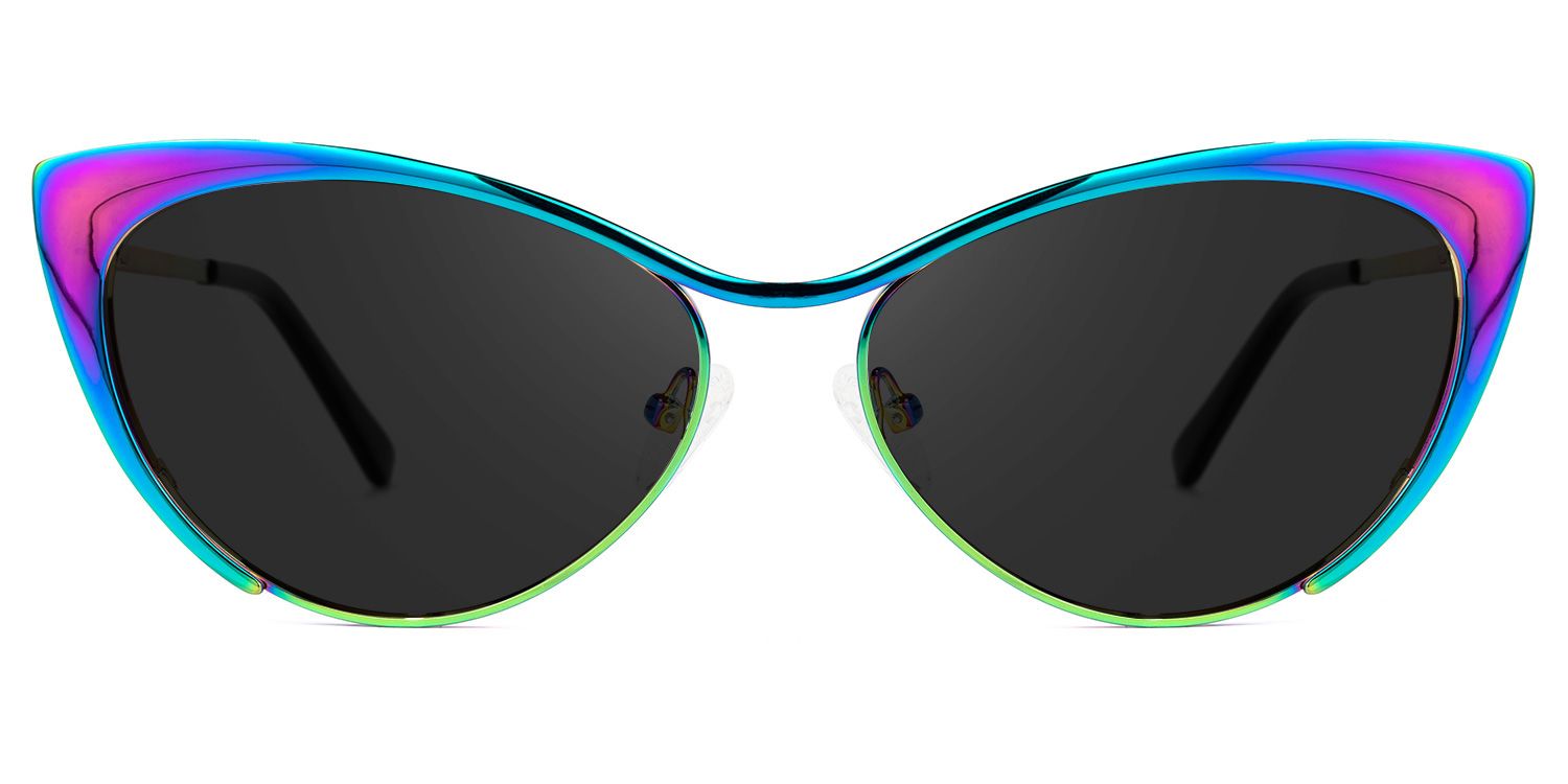 Ellen Metal Iridescent Cat Eye Frame Sunglasses | ZEELOOL UK0
