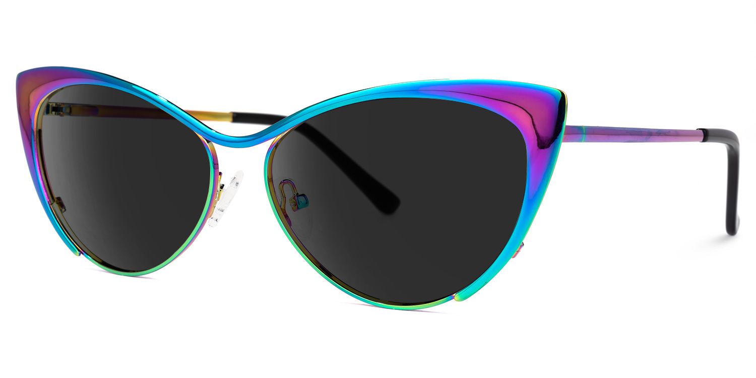 Ellen Cateye Blue-Green Sunglasses | ZEELOOL UK1