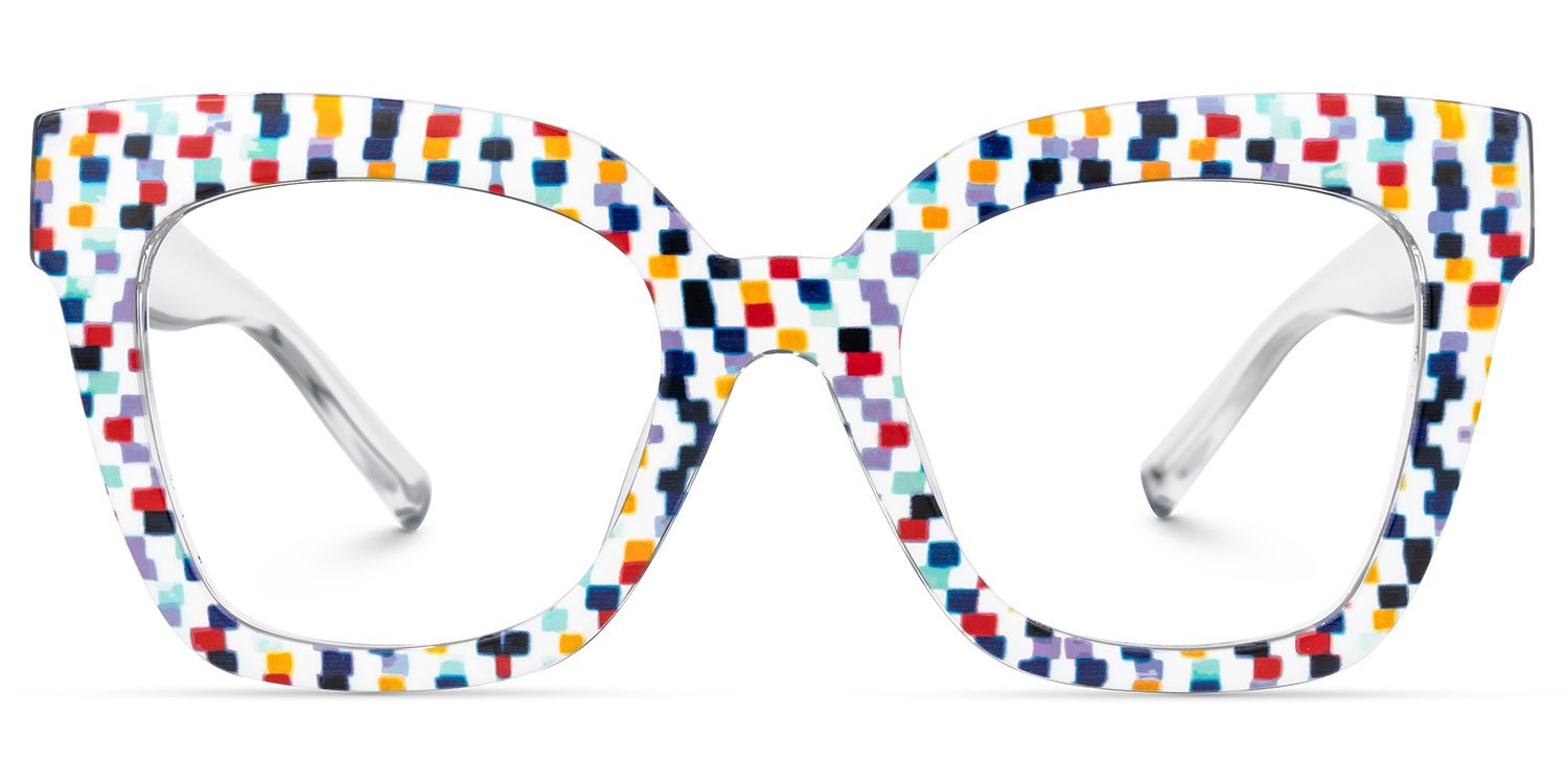 Malcolm Square Colorful-Point Frame Glasses | ZEELOOL UK0
