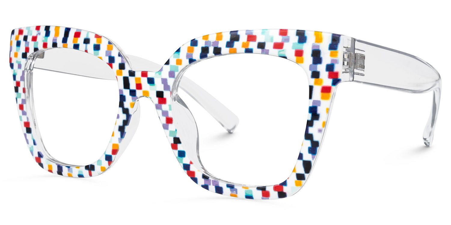 Malcolm Square Colorful-Point Frame Glasses | ZEELOOL UK1