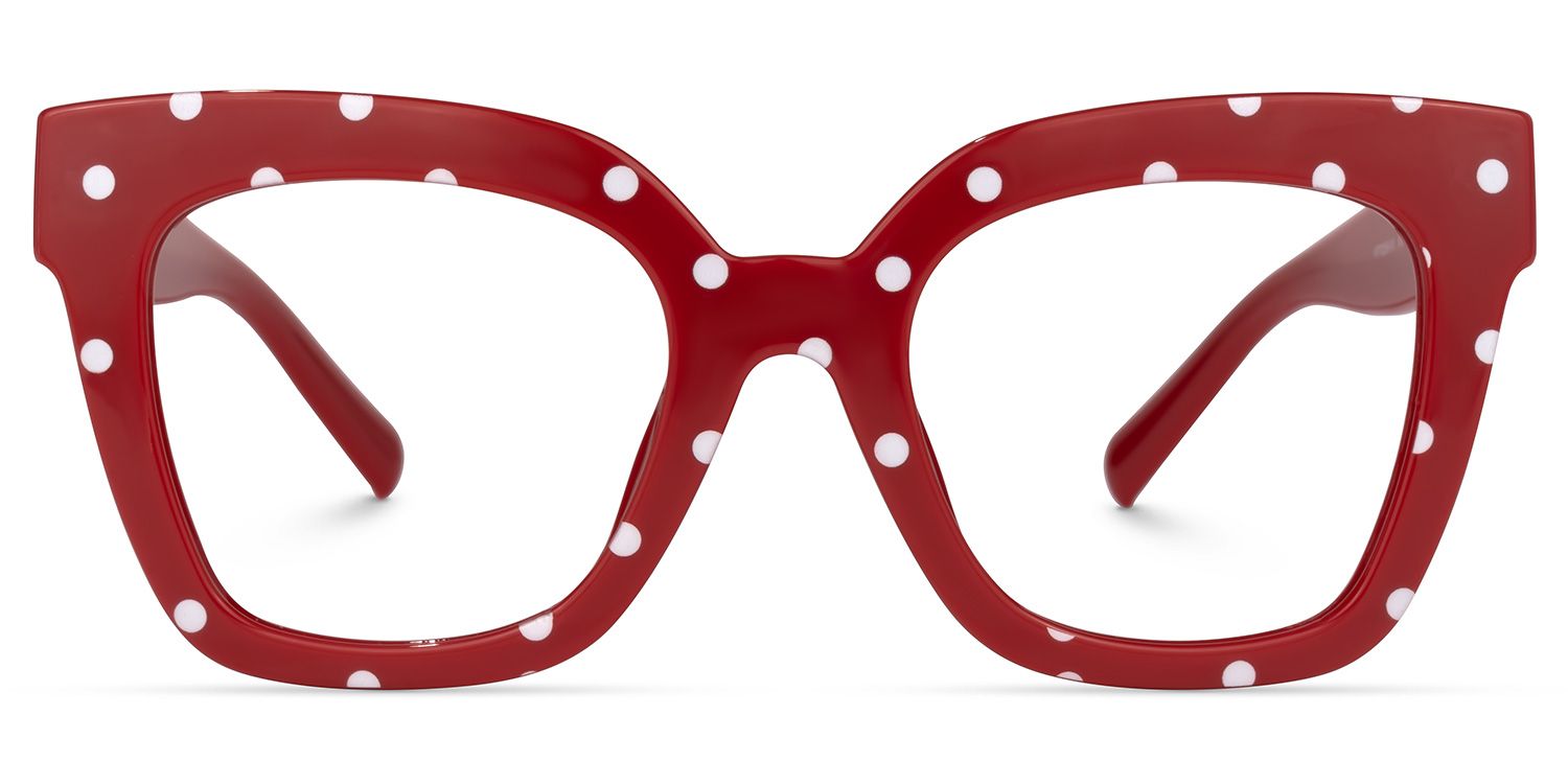 Malcolm Square Red Polka Dot Frame Gglasses | ZEELOOL UK0