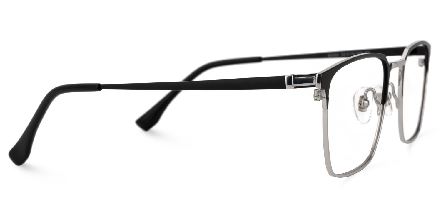 Khadajah Square Black-Silver Glasses | ZEELOOL UK2