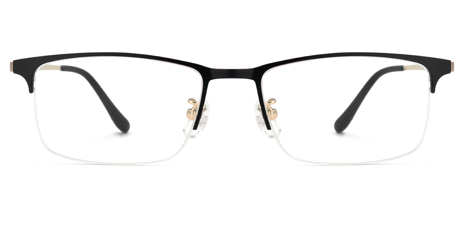 Shamblin Rectangle Black Glasses | ZEELOOL UK0