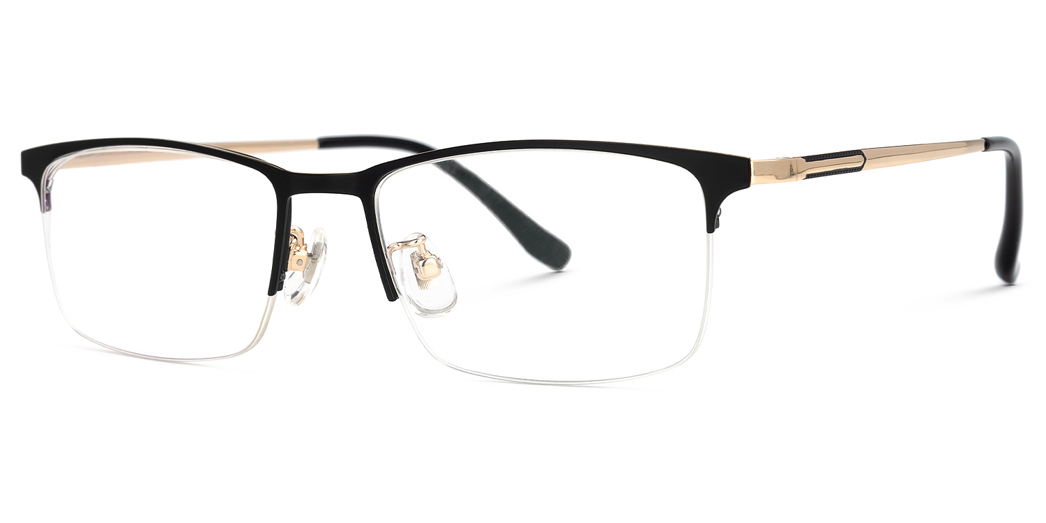 Shamblin Rectangle Black Glasses | ZEELOOL UK1
