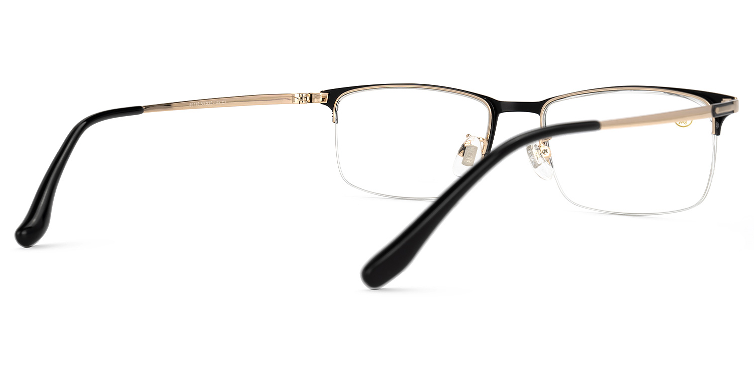 Shamblin Rectangle Black Glasses | ZEELOOL UK3