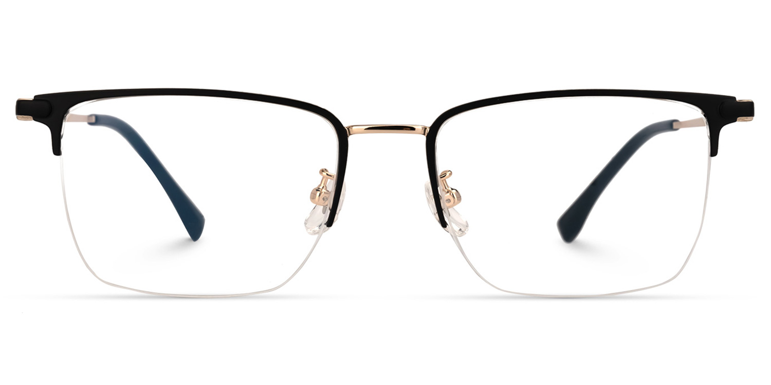 Delfina Rectangle Black-Gold Glasses | ZEELOOL UK0