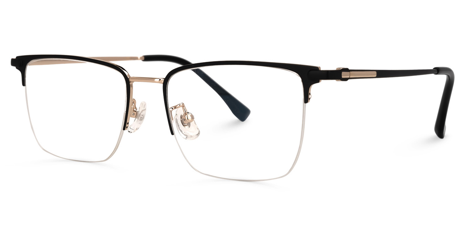 Delfina Rectangle Black-Gold Glasses | ZEELOOL UK1