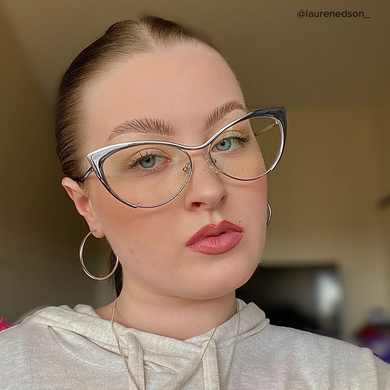 Ellen Cat eye Silver Eyeglasses and Metal Browline Frame9