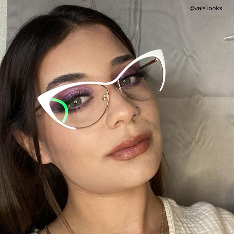 Ellen Cateye White Wire Frame Glasses and Eyeglasses7