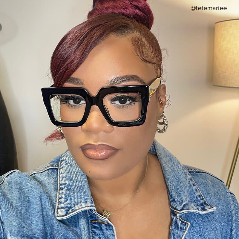 Brandon Square Black Frames and Prescription Glasses10