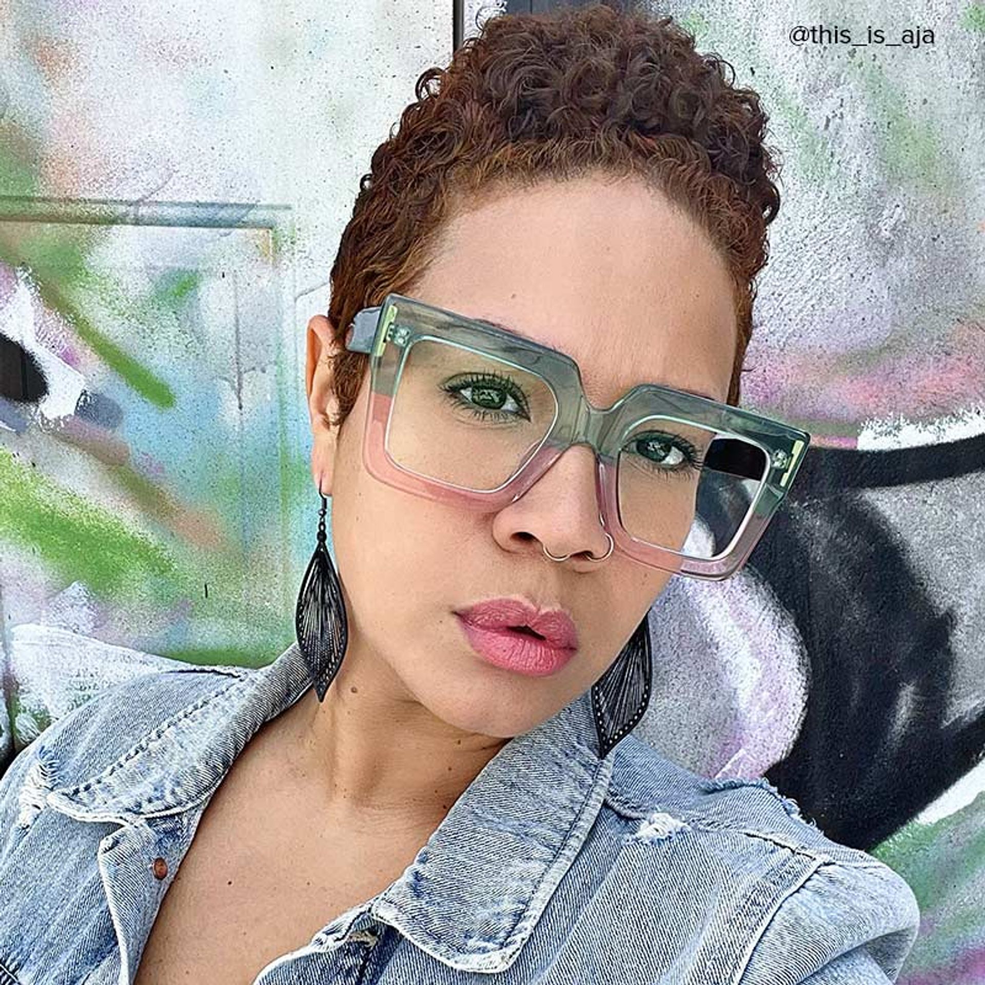 Brandon Square Green-Pink Oversized Frame Glasses11