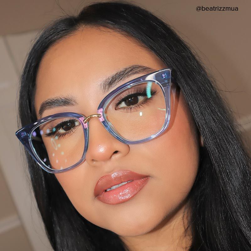 Martha Cat Eye Light-Blue Glasses | ZEELOOL UK5