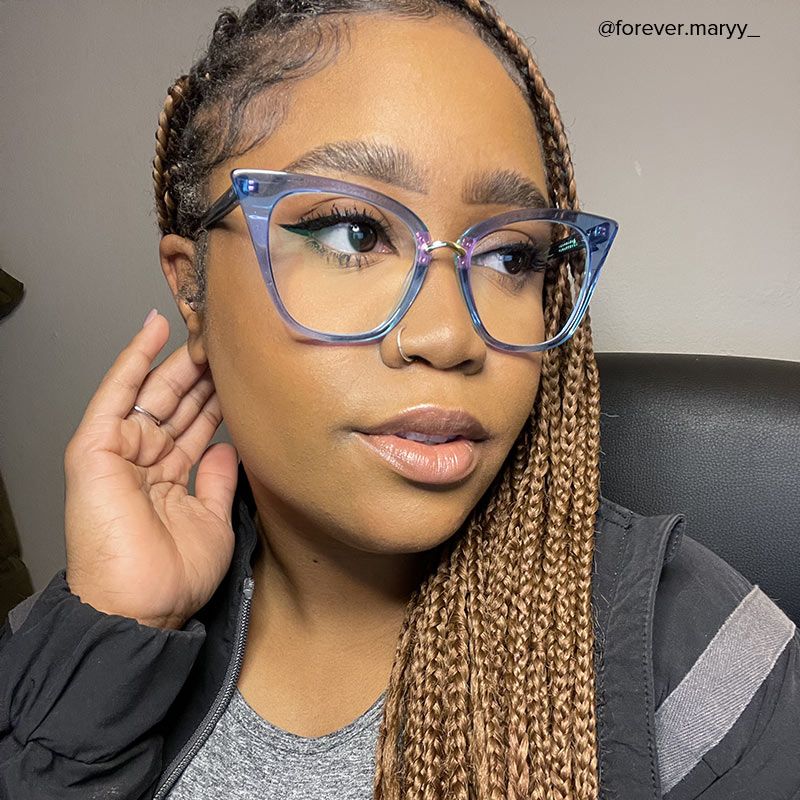 Martha Cat Eye Light-Blue Glasses | ZEELOOL UK12